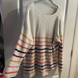 Nautica Red and White Crew Neck Sweater Relaxed Fit